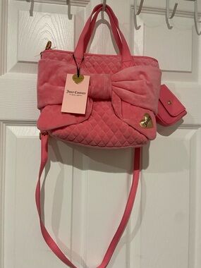 Juicy Couture Pink Quilted Bow Shoulder Bag with Crossbody Strap